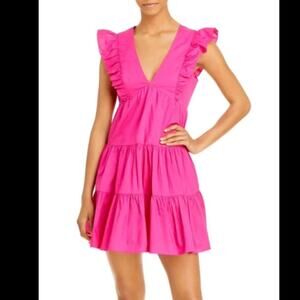 AQUA Ruffled Mini Dress Hot Pink Small
